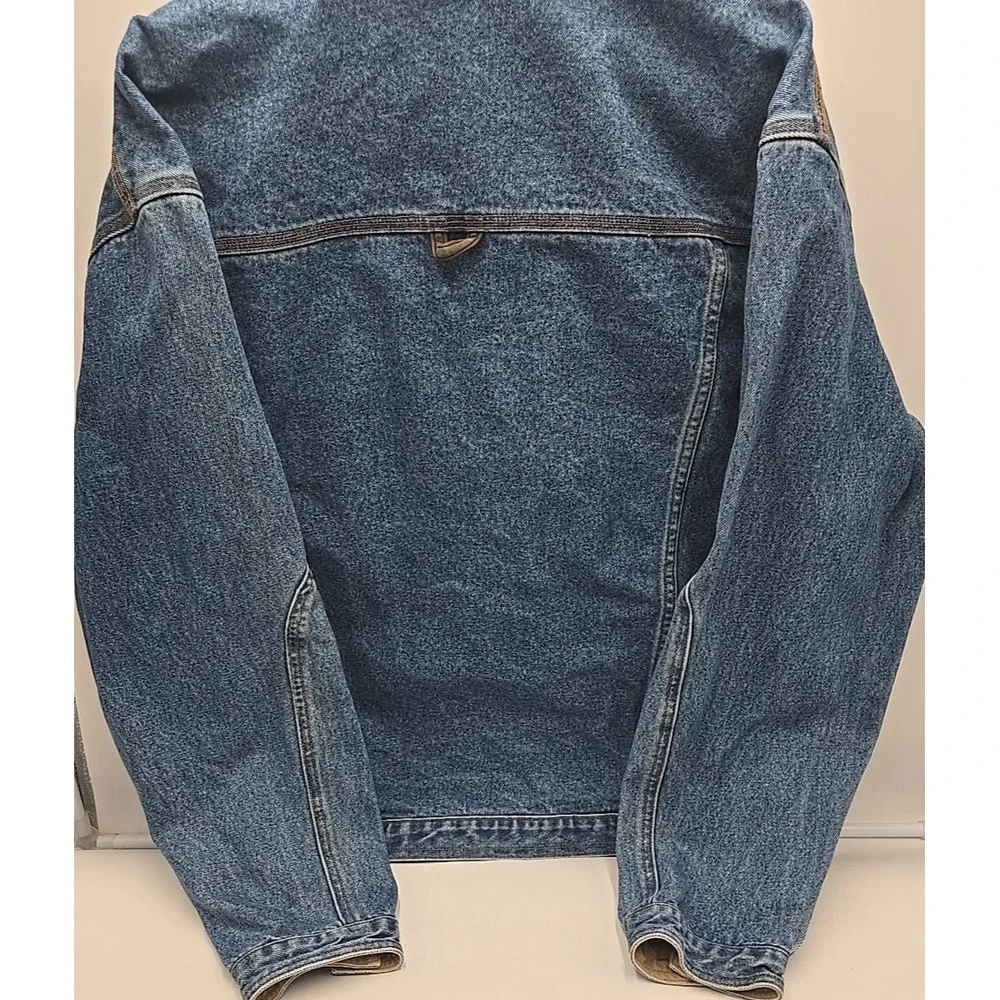 Vintage St Johns Bay Denim Jacket Trucker Jean Coat Retro 90s Leather L - Picture 12 of 12
